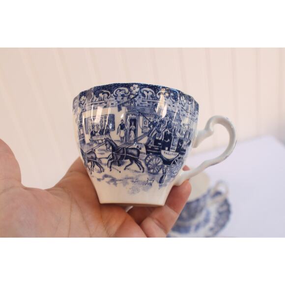 Vintage Sets Of 2 Johnson Bros Ironstone Hunting Country Cup Saucer Plate - Picture 5 of 7